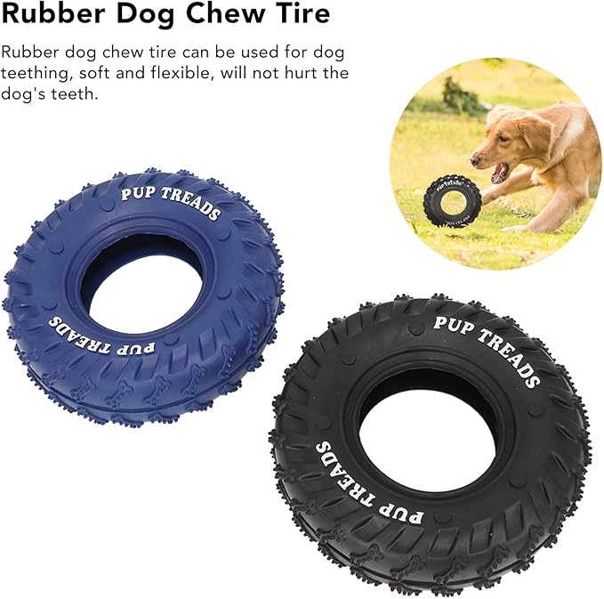 Denash Rubber Tire Chew Toys for Dogs, Interesting 2 Pack Practical Rubber Chew Tire for Dogs, Great Toughness, for Medium and Large Dogs in The Garden