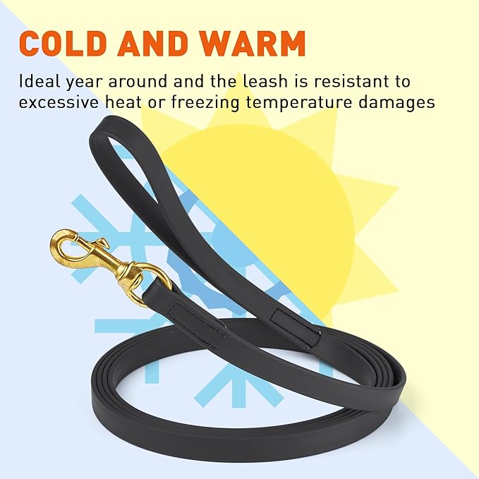 Viper Biothane K9 Working Dog Leash Waterproof Lead for Tracking Training Schutzhund Odor-Proof Long Line with Solid Brass Snap for Puppy Medium and Large Dogs, 10ft Black