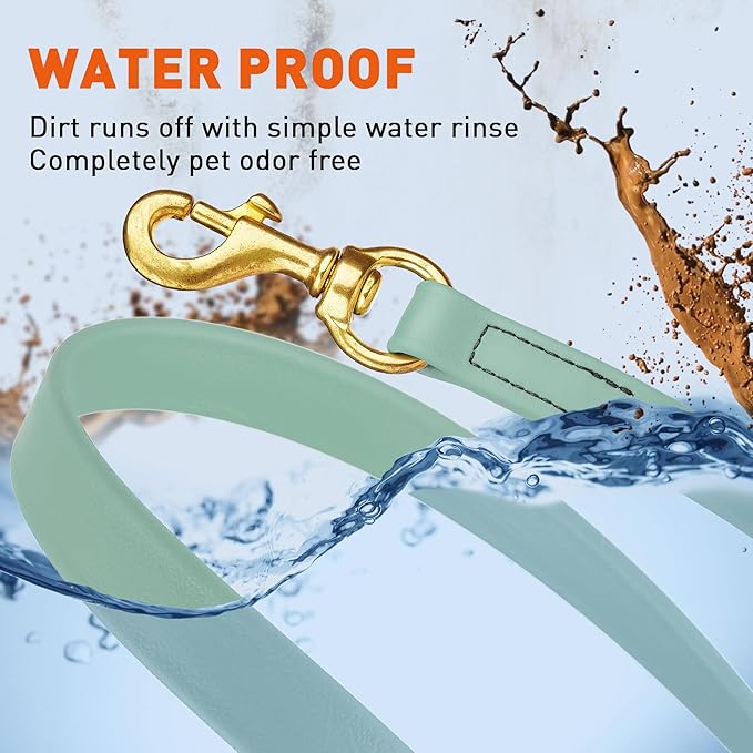 Viper Biothane K9 Working Dog Leash Waterproof Lead for Tracking Training Schutzhund Odor-Proof Long Line with Solid Brass Snap for Puppy Medium and Large Dogs, 15ft Sage Green