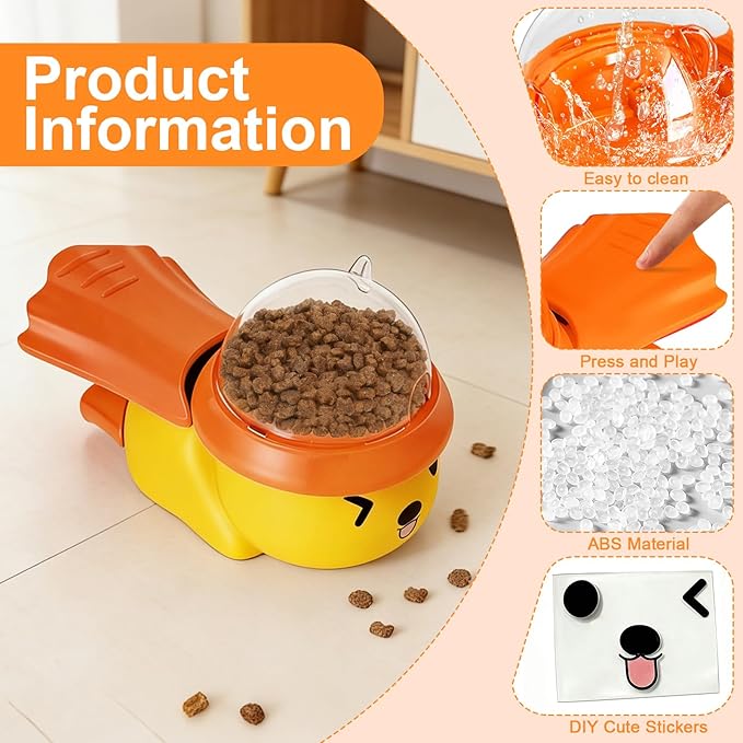 Interactive Dog Toys Food Puzzle Slow Feeder with DIY Stickers,Cat Treat Dispenser Toy Enrichment Toy for Boredom Dogs Enrichment Toy to Keep Them Busy,Treat Dispensing Slow Feeder (Yellow)