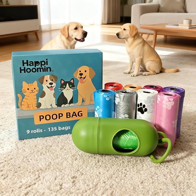 Dog & Cat Poop Bags – 135 Count Leak-Proof Waste Bags with Dispenser, Tear-Resistant Pet Cleanup Bags for Puppies, Kittens & Small Pets