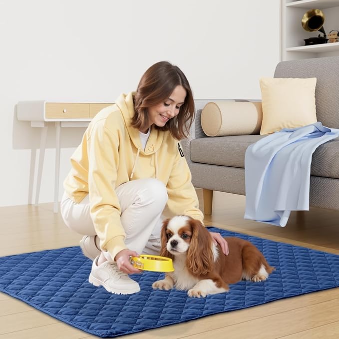 Smiry Waterproof Dog Bed Cover Blanket, Soft Reversible Pet Blanket, Washable Leakproof Cats Dogs Couch Cover for Sofa, Couch, Furniture (82x82 Inch, Navy/Blue)