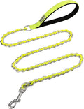 Chain Dog Leash Chew Proof Metal Leash for Medium Large Dogs, Chain Link Dog Anti Chew 5.2FT / 4FT Strong Anti Bite Comfortable Soft Padded Handle (Yellow, 4FT(80-150lb))