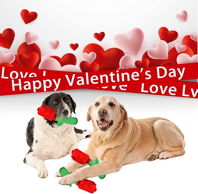 Rose Dog Toys for Puzzle, Dog Birthday Toy Enrichment Squeaky Crinkle Treat Dispensing Toy for Small Medium Breed Puppy
