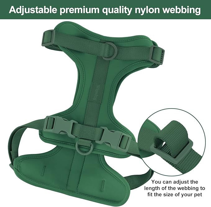 No Pull Lightweight Dog Harness: Adjustable Durable Breathable Mesh Pet Vest Harness with Soft & Comfortable Cushion, for Small Medium Large Dogs (L, Pine Green)
