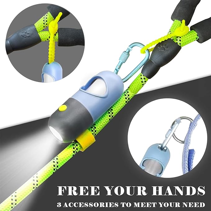 Dog Waste Bags Holder with LED Flashlight Doggie Poop Bags Dispenser with 13 Rolls Leak-Proof Pet Trash Bags Rechargable USB Cable(Sky Blue)