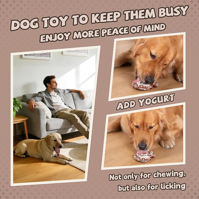 Tough Dog Toys for Aggressive Chewers 3 Pack, Indestructible Dog Toy to Keep Them Busy, Durable Dog Chew Toys for Aggressive Chewers Medium and Large Breeds, Bacon Flavored