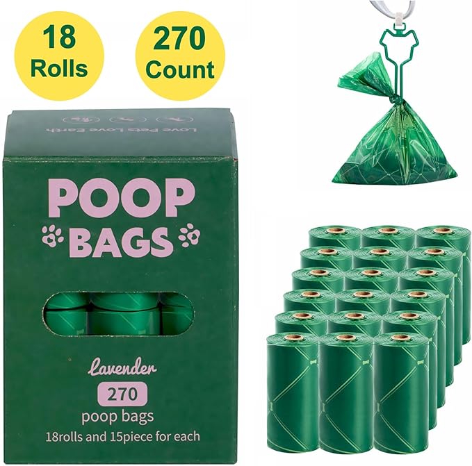 Poop Bags for Dogs, Guaranteed Leak Proof and Extra Thick Waste Bag Refill Rolls,Extra Thick Dog Poop Bags Rolls, 270 Bags, 9" x 13" (Unscented)