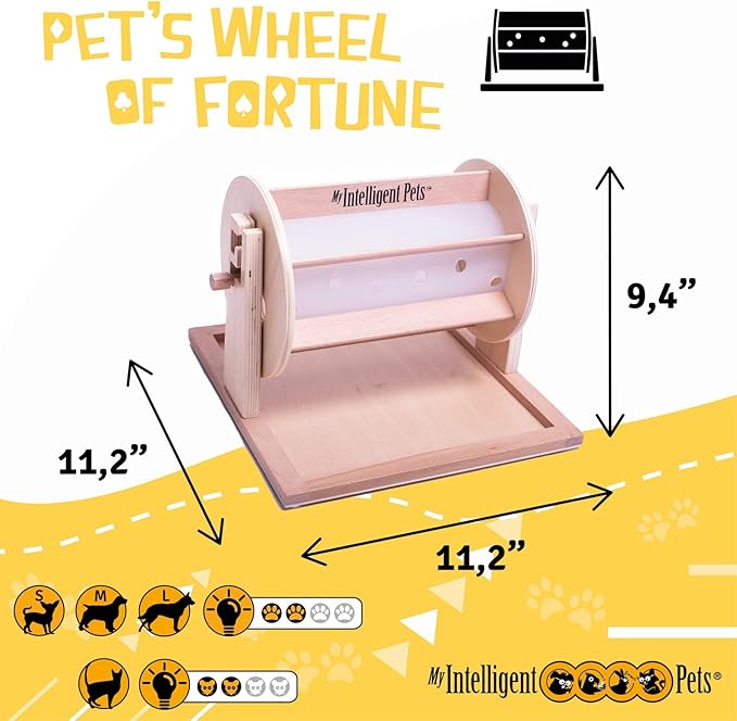 MY INTELLIGENT PETS Wheel of Fortune - Treat Dispenser and Engaging Slow Feeder, Mental Stimulation Toy for Dogs and Cats, Boredom Buster