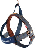 EzyDog Quick Fit Dog Harness – No Pull Harness for Training, Everyday Walking, and Easy Control - Adjustable Fit, Reflective, and Padded (Large, Denim)