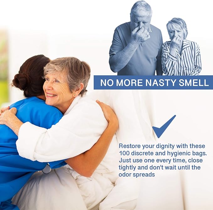 Commode Liners - 50 Strong Portable Toilet Bags - Easy to Use Bedside Commode Liners Disposable - Toilet Liners That Support Dignity of Seniors & Disabled - No More Buckets to Wash - NO Absorbent Pad
