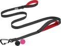 VIVAGLORY Dog Leash Lighthook Double Handle Dog Leash with Traffic Handle & Locking Carabiner for Walking & Training, Traffic Control Lightweight Carabiner for Puppy Pet, 6ft x 1in, Black