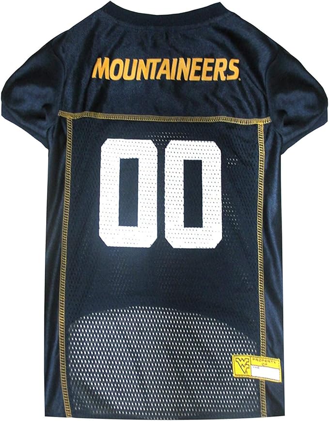 Pets First NCAA College West Virginia Mountaineers Mesh Jersey for DOGS & CATS, X-Small.Licensed Dog Jersey with your Favorite Football/Basketball College Team