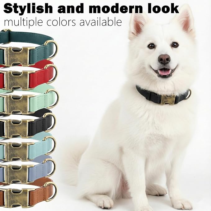 Dog Collars for Medium Dogs Silicone Leather Dog Collars Soft Flexible Waterproof Odor-Proof Durable Thick Classic Adjustable Pet Puppy Collar (Black, Medium (11.5-18.5" Neck))