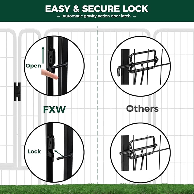 FXW Rollick Unleashed Dog Playpen for Indoor, Yard, RV Camping, 32 inch 32 Panels for Small and Medium Dogs, Black│Patented
