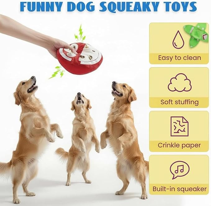 Orange Hide and Seek Plush Dog Toy, Easy to Clean Snuffle Watermelon Hide and Seek Dog Toy with Crinkle Paper, Interactive Puzzle Toys for Small, Medium & Large Dogs (Watermelon)