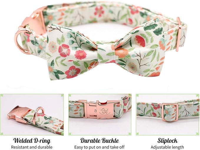 Elegant little tail Dog Collar with Bow, Comfotable Dog Bowtie, Bowtie Dog Collar Adjustable Dog Collars for Small Medium Large Dogs and Cats