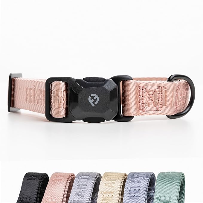 2026 New Edition, Fei & Eve MagEase Dog Collar - Patented Magnetic Buckles | Fur-Safe | Premium 210D Nylon | 450LB Escape-Proof | Adjustable Fit | Medium (Blush)