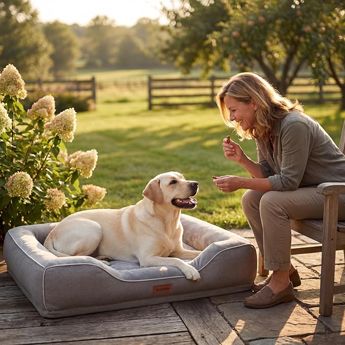42 Inch XL Orthopedic Sofa Dog Bed for Large & Senior Dogs – Reinforced Foam Bolsters,No Collapse Support,Washable Cover,Grey