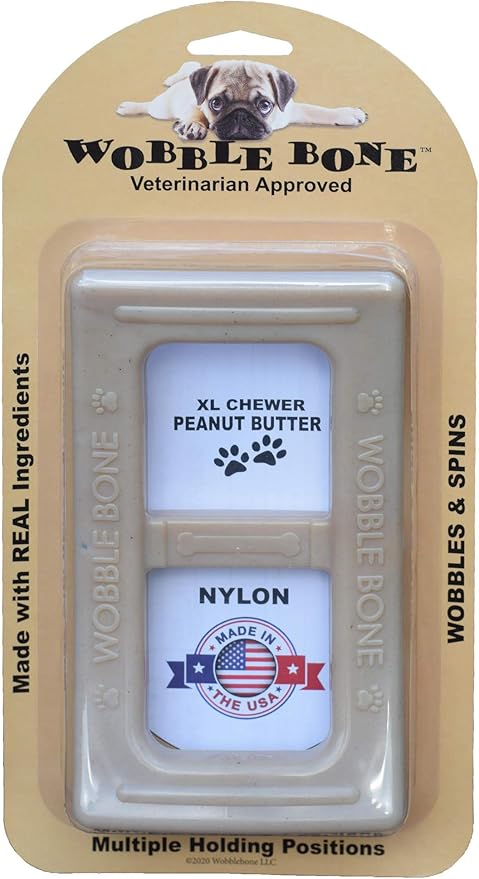 Peanut Butter Buckle - Delicious & Fun Dog Peanut Butter Toy - Tough Long Lasting Dog Bones Made in USA- Designed for Larger Canines, 3.75In X 6.75In