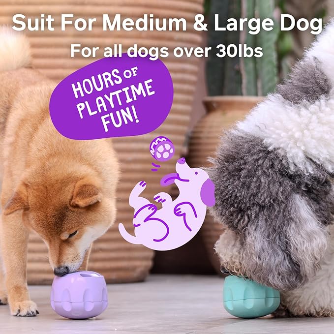 Dog Toy & Frozen Treat Tray - Compatible with Refill Pops, Freezable Fillable Rubber Dog Toys for Boredom, Reduce Anxiety, Dog Enrichment Puzzle Toy for Medium Large Dogs >25 lbs (Purple)
