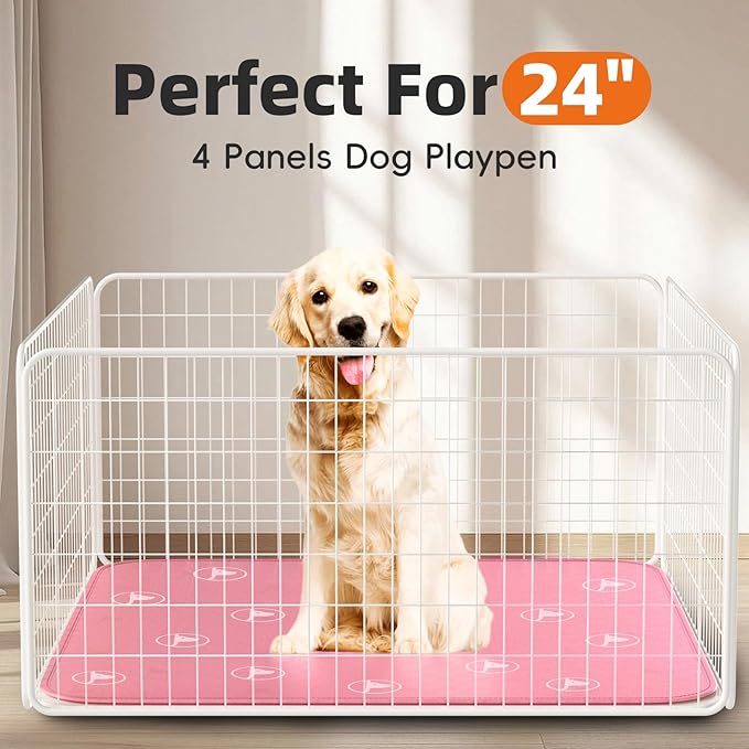 PJYuCien Washable Dog Playpen Mat, 36”x 36” Pink, Leak-Proof Reusable Puppy Pee Pads, Non-Slip Pee Mat for Whelping Pads, Crate, Potty Training, Puppy Playpen (Note: Mat Only, Playpen Not Included)