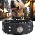 Leather Dog Collar, 2 inches Wide Heavy Duty Genuine Leather Collars, Handmade, Soft, and Luxury, Eye-catching Best Choice for Large and Medium Breed Dogs, Black 21-25 inches