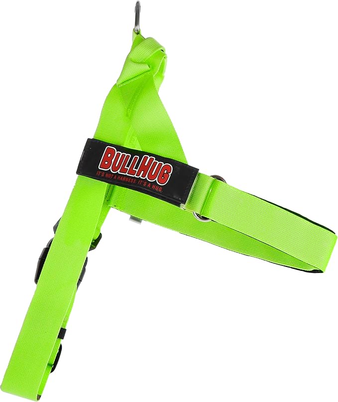 BULLHUG Adjustable Dog Harness– No Pull, No Choke – for English Bulldogs, French Bulldogs, Pugs & Broad-Chested Breeds – Easy, Safe Walks (NEON Green, Small)