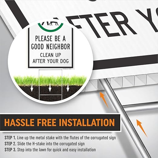 SmartSign 12" x 18" (2-Pack) Be A Good Neighbor Clean Up After Your Dog Yard Sign with 15" Metal H-Stake, Double Sided, Large 160 mil Thick Corrugated Plastic Lawn Signs, Water Resistant, USA-Made