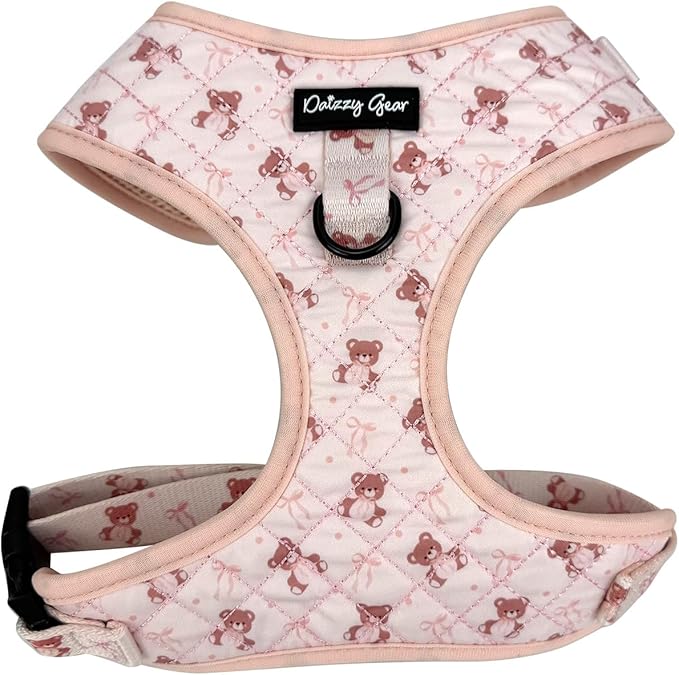 Medium Dog Collar and Harness Set – No Pull, All-Weather, Breathable Harness & Leash Set with Collar, Bandana, Sailor Bow & Poop Bag Holder – Adjustable & Soft - Teddy Coquette on Jacquard Fabric