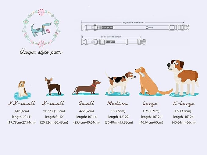 Unique style paws Dog Collar Metal Buckle Painting Banana Leaves Collar Gift Durable Cute Collar for Small Medium Large Boys Girls Dogs