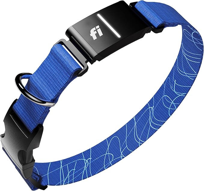 New Fi Series 3+ Smart Dog Tracker Collar [12 Month Membership Included] GPS Tracker for Dogs with Health & Behavior Monitoring, Escape Alerts, Waterproof, LED, Apple Watch Compatible (Blue, X-Small)