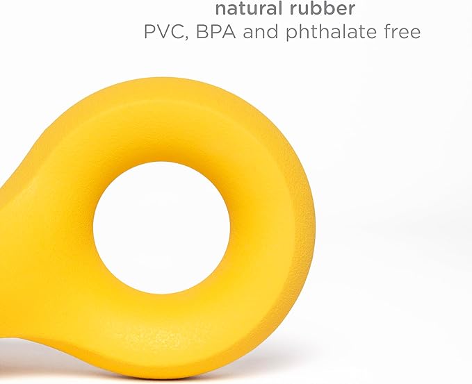 Ubbi Chomp Dog Chew Toy for Medium to Large Dogs, Durable Natural Rubber Interactive Bouncing Toy for Aggressive Chewers, Dishwasher Safe, Yellow