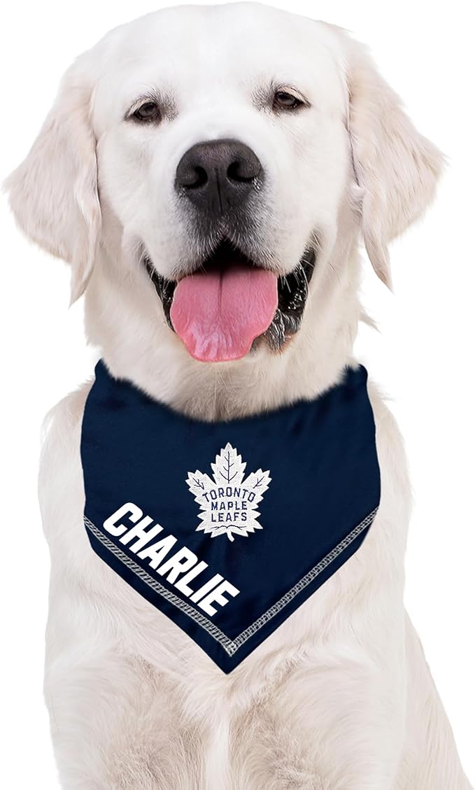 Pets First NHL Toronto Maple Leafs Personalized Tie Around Bandana for Dogs & Cats Size Large/X-Large. Custom Dog Bandana Scarf Bib for Pet Cat Dog. The Ultimate Game-Day & Party Customizable Bandana