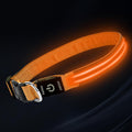 PetIsay Dog Light up Collar for Night Walking - High Visibility LED Dog Collar - Rechargeable - Waterproof - Reflective - Adjustable Lighted Glow Collars(Orange, Large)