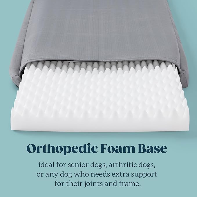 Cybarmour Chew Proof Dog Bed - Orthopedic Indestructible Dog Crate Pad - Outdoor Waterproof Kennel Mat for Aggressive Chewers - Large Breeds & Fits 36-Inch Crate - 35"x22", Limestone