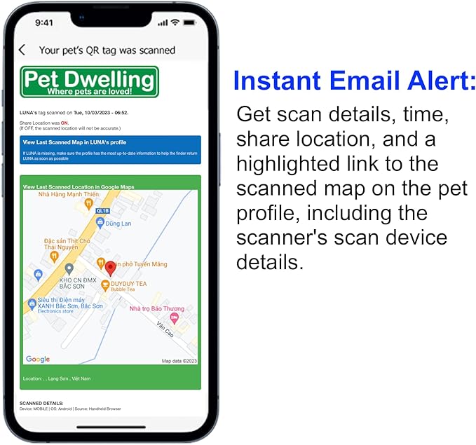 Pet Dwelling Smart QR + NFC Pet ID Tags for Dogs – Durable & Waterproof – Smart Pet Tags with AI-Powered Instant Scan Alerts & Free Online Profile (Blue Paw)