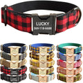 PETDURO Personalized Buffalo Plaid Dog Collar Red Black - Engraved Name and Phone Number on Black Metal Buckle - Custom for Small Medium Large Boy Girl Dogs - Add Leash Bow Tie via Customize Now