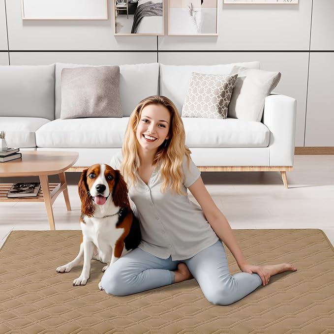 Smiry Reversible Waterproof Couch Covers for Sofa, Washable Dogs Pet Couch Covers for 3 Cushion Sofa Pet Friendly, Water Resistant Furniture Protector Slipcover, Geometric (52"x82", Camel/Beige)