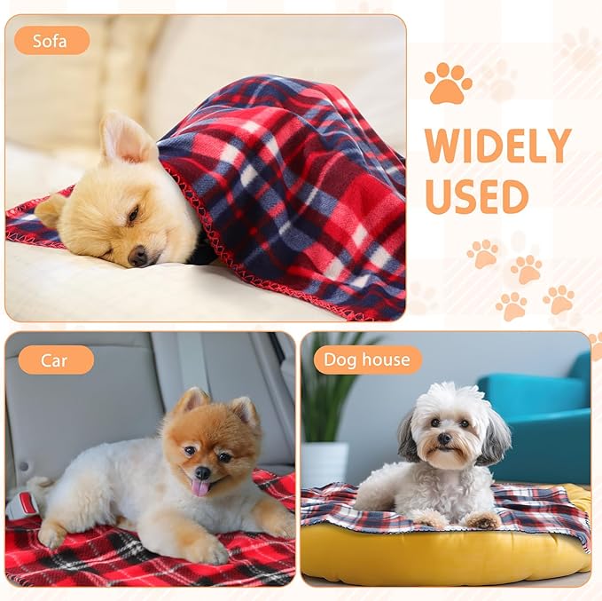 Chumia 15 Pcs Puppy Blankets for Small Dogs Cat 23.6 x 27.6 Inch Fleece Small Pet Blanket Soft Warm Washable Sleep Mat Pad Bed Cover for Dog Puppy Cat Kitten Pig Rabbit Plaid Pattern Colorful