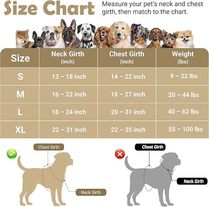 Funfox Dog Harness No Pull, Adjustable Pet Vest Harness, Super Soft Material with Vertical Handle Easy Control, Reflective Night Walking, 2 Leash Clips for Large Dogs, Brown, L