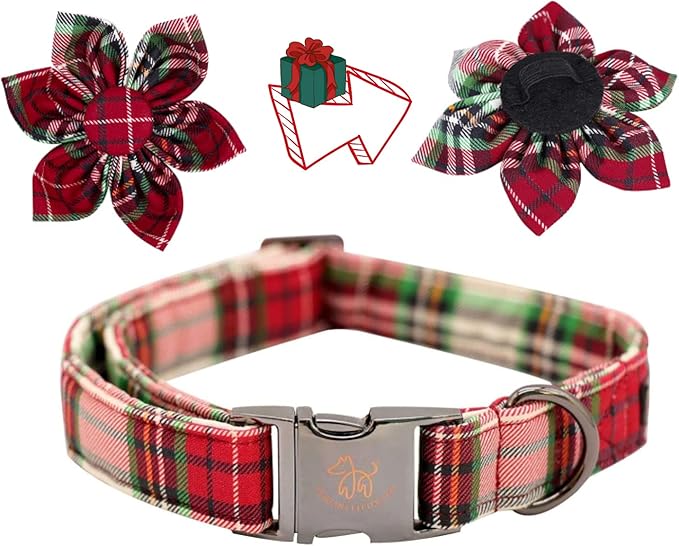 Elegant little tail Flower Christmas Dog Collar for Female or Male Dogs, Gift Pet Collar Adjustable Dog Collars for X-Large Dogs