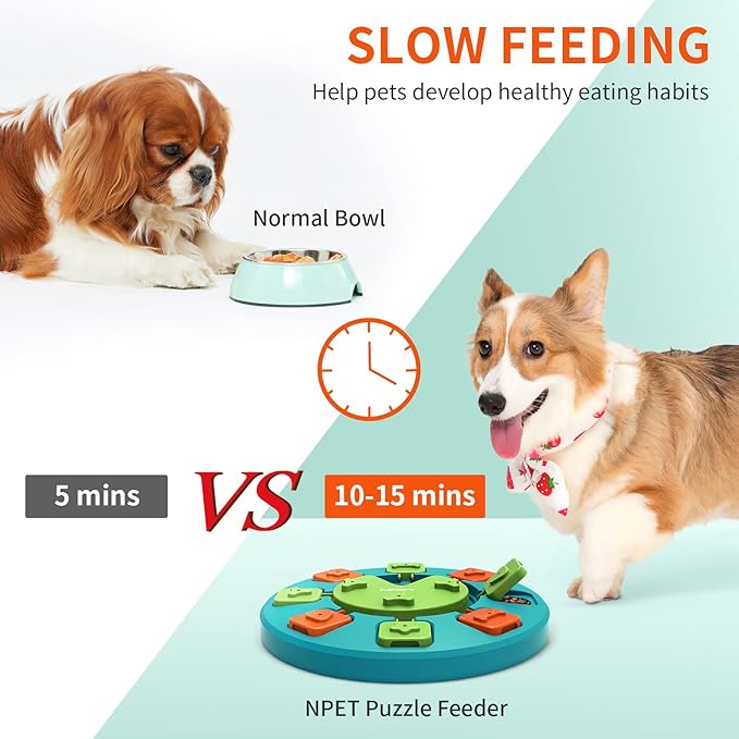NPET Dog Puzzle Toy, Interactive Dog Toys for Small & Medium Dogs, Dog Enrichment Toys for Pet IQ Training & Mental Enrichment (Green, Level 1)