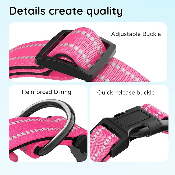 Airtag Dog Collar, Dog Collar with Airtag Holder Compatible for Apple Air Tag, Fit Circle Airtag Holder(Not Fit Other Shapes) for Small Dogs IP68 Waterproof (Rose Red,S)