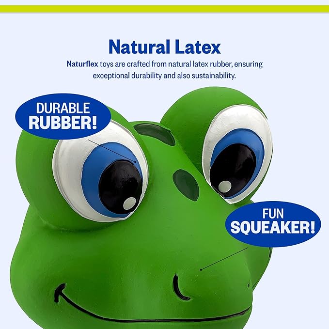 PetSport Naturflex Tiny Tots Small Frog Latex Dog Chew Toy | All-Natural Soft, Squeaky, Non-Toxic Rubber Chew Toy | Safe for Indoor Play | 4.5"