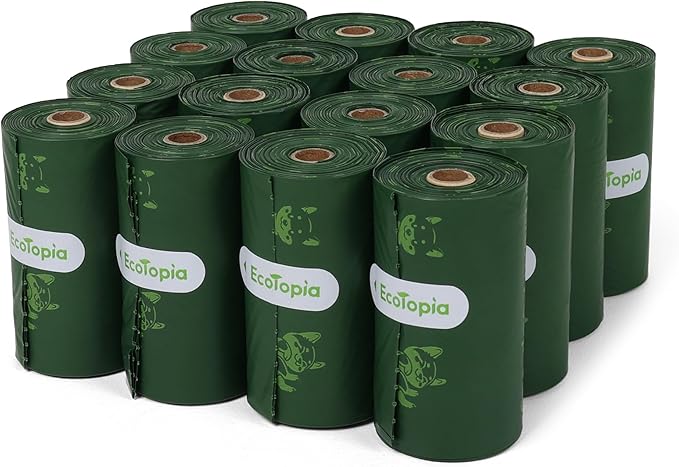 Tear-Free Biodegradable Poop Bags for Dogs,240 Compostable Dog Waste Bags Rolls,Eco-Friendly,Extra Thick,Leakproof,Unscented,Plant-based,ASTM D6400 & EN 13432 Compliant,Dark Green