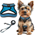 Dog Harness and Leash Set,Step in Small Sized Dog Harness,Soft Mesh,No-Chock,Reflective Adjustable,Secure with Hook & Loop Fastener,Puppy Vest for Small,Medium Dogs(Blue/Black,XXXS)