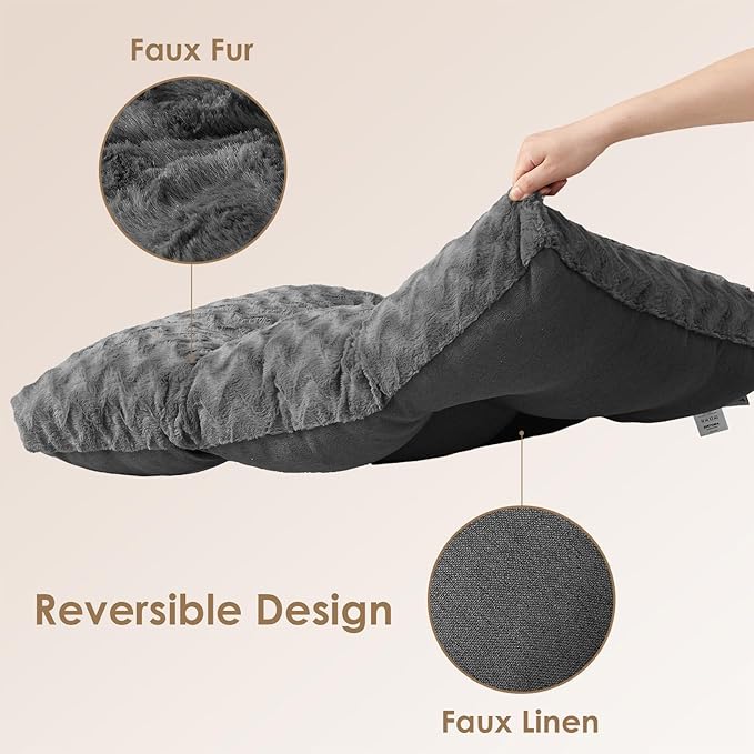 EHEYCIGA Washable Small Dog Bed for Crate 23x18 Inch, Reversible Kennel Pad for Puppy Weight Up to 25 lbs, Plush and Comfy Pet Sleeping Mat, Charcoal