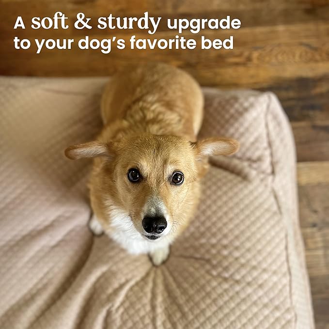 4Knines Luxury Dog Bed Cover – Waterproof Cover for Dog Bed – Heavy Duty Quilted Material – Durable, Machine Washable – USA Based Brand – Medium (Tan)