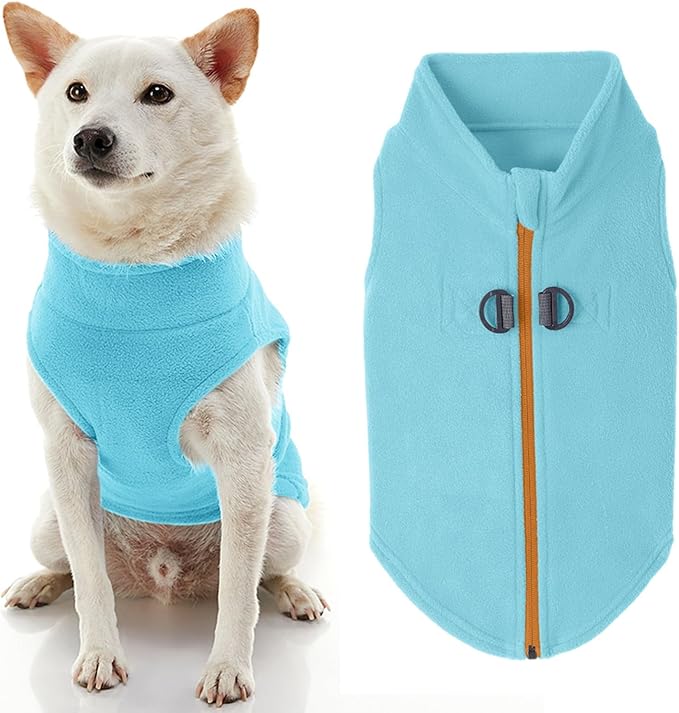 Gooby Turquoise X-Large Fleece Dog Sweater - Warm Winter Jacket with Dual D Ring Leash - Machine Washable Pet Apparel